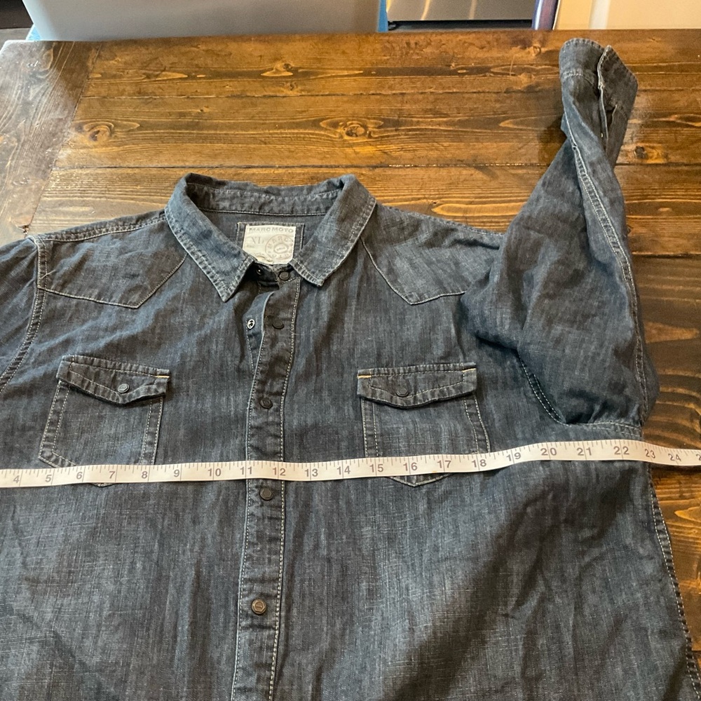Marc Moto Classic Blue Denim Button-Down Shirt - Picture 5 of 9